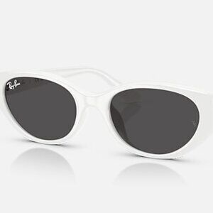 NEW RAY-BAN RB4457D Bio-Based – Polished White Frame, Dark Grey Lenses
